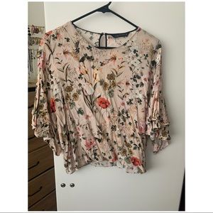 Pink floral blouse